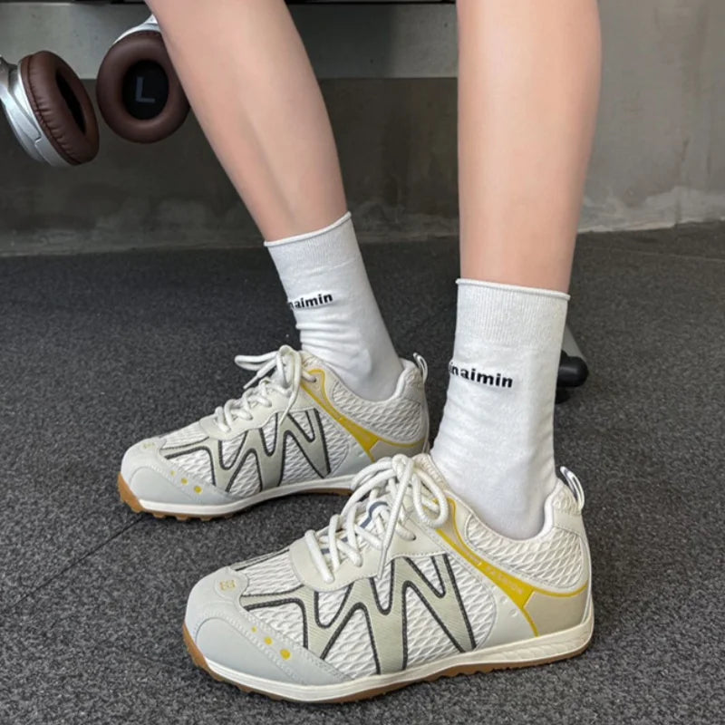 Sneakers Breathable Lace Up Running Shoes Outside Soft Soled Lightweight Comfortable Sneakers