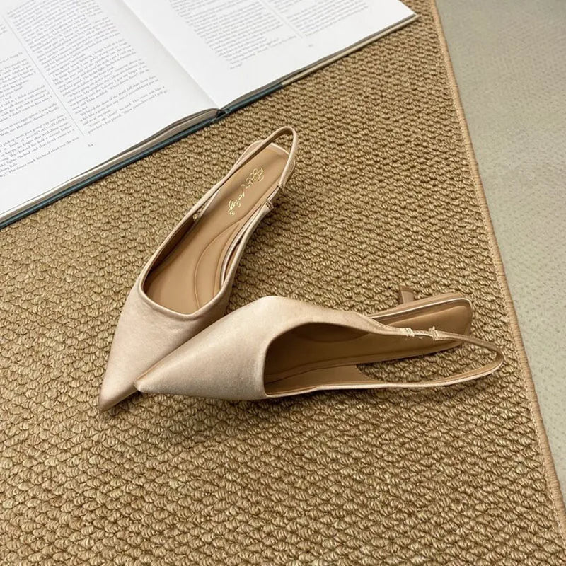 Low Heel Footwear Shallow Heeled Sandals Shoes Casual Pointed Toe Sandals Slip On