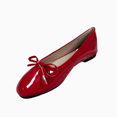 Round Toe Ballet Flats Spongy Bottom Hot Italian Shoes Patent Leather Classic Bow-Knot Dressing Slip-On 34 48 47
