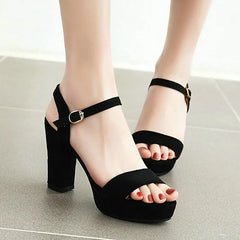 Size 32-43 10cm High Heel Sandals Black Heel Open Toe Sandals Shoes