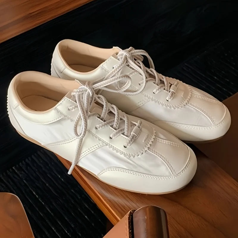 Casual Shoes Lace Up Round Toe Low Heels Sneakers Outside Comfy Flat Sneakers Mujer