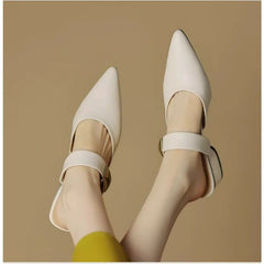 Pointed Metal Decorate Muller Shoes Platform Casual Half Slippers High Heel Woman Sandals