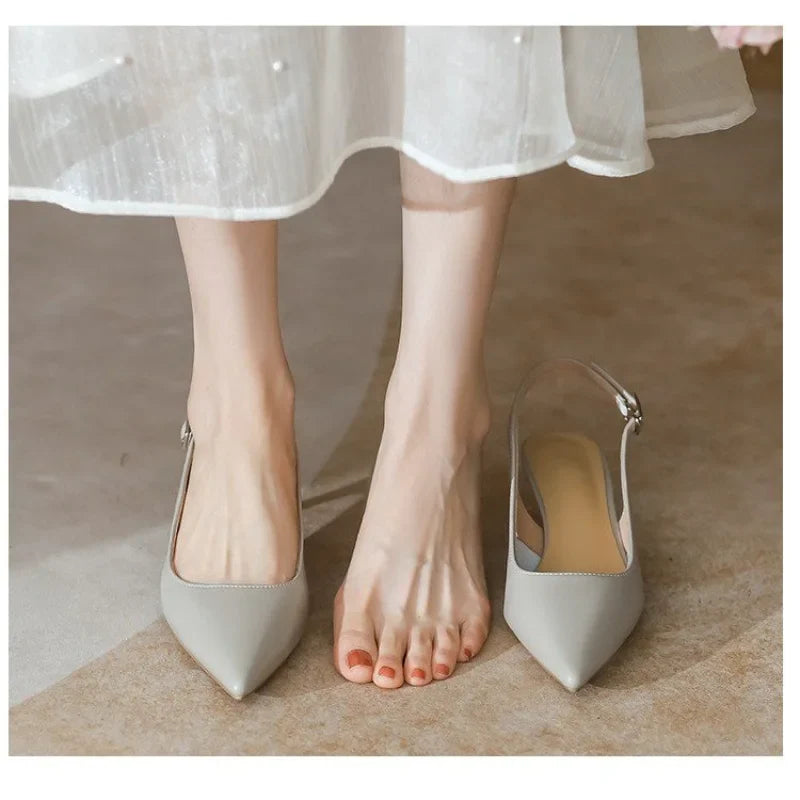 Sandals Pointed Toe Slingbacks Pumps Wedding Shoes Low Heels Shoes