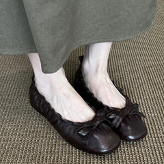 Mary Janes Shoes Ballet Versatile Bow Single Shoes Elegant Daily Dress Flat Shoes Zapatos De Mujer