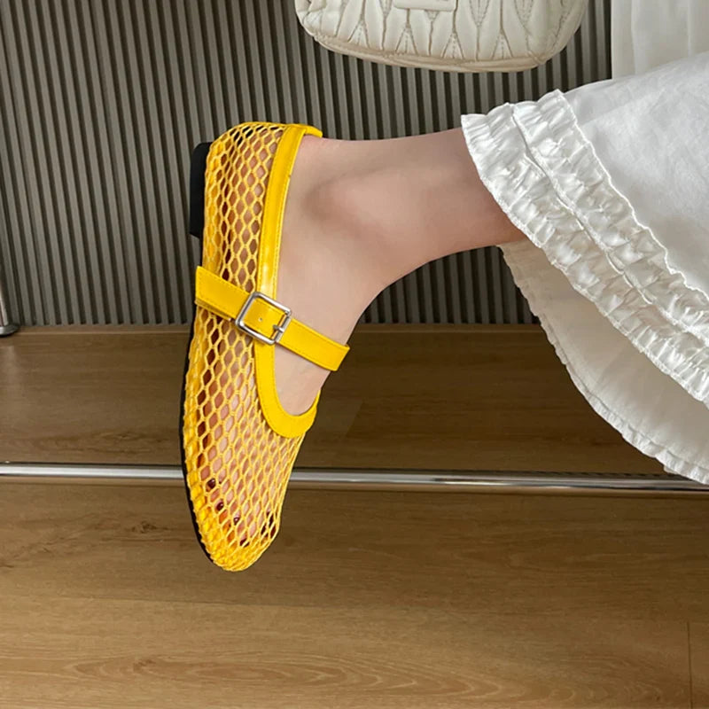 Kcenid Red Black Ballet Flat Shoes