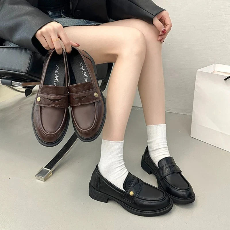 Flat Shoes Mary Jane Shoes Hot Sale Simple Causal Uniform Shoes Thick Bottom Non-slip