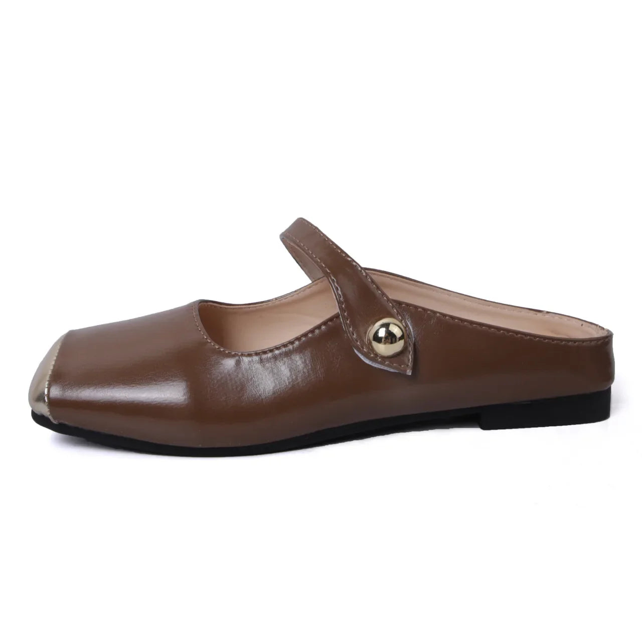 Leather Low Heel Slip-on Muller Shoes Casual Soft Sole Shoes Outdoor Walking Woman Single Shoes
