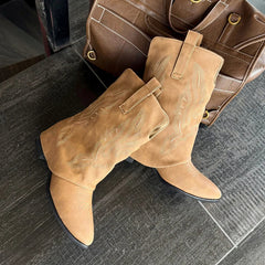 Pointed Toe Ankle Boots High Heels Shoes Brand Chelsea Boots Chunky Leather Shoes Mujer Botas