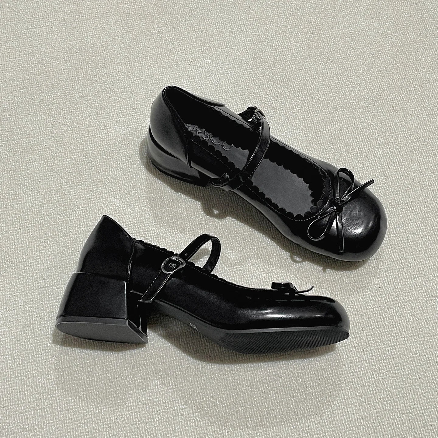 Cute Thick Heel Mary Jane Shoes Concise Outdoor Butterfly-knot Pumps 2026 Leather Single Shoes