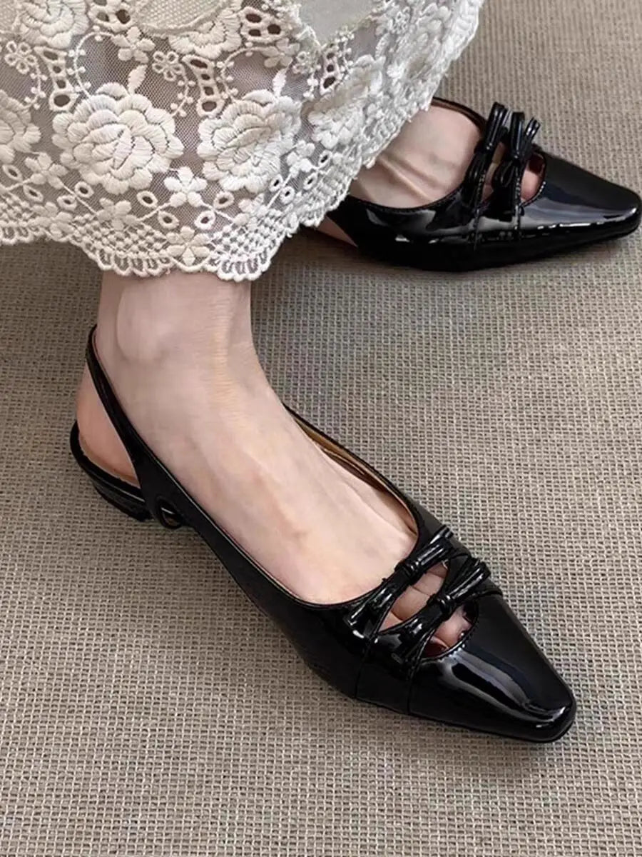 Cover Toe Butterfly-knot Low Heel Stripper Party Sandalias