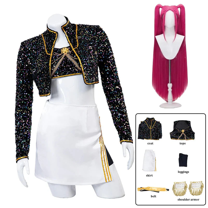 Mira Cosplay Costume Wig Shoes Black Coat Singing Suit Song-Promotion Costume Halloween Party Role Playing Outfit