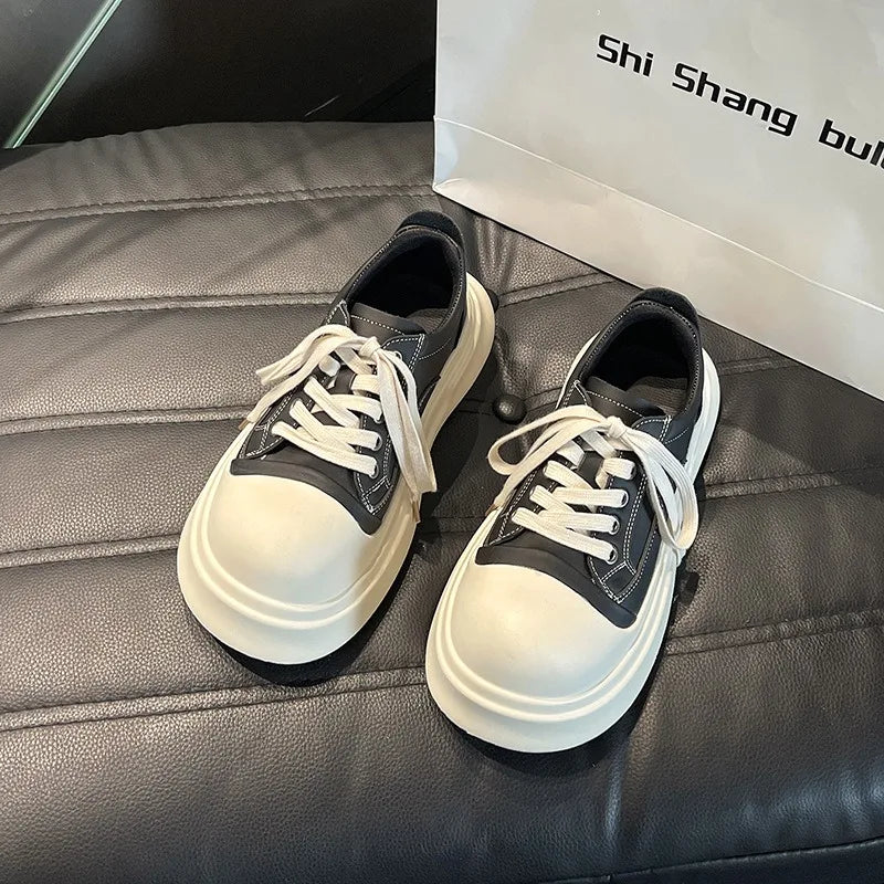 Casual Shoes Big Head Thick Bottom Lace-up Sneakers Versatile Street Style Shoes Tenis Feminino
