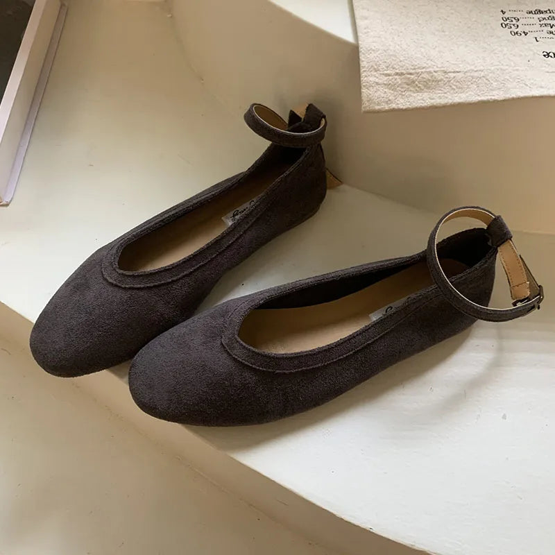 Brand Flat Shoes Round Toe Mary Jane Shoes Soft Sole Shallow Slip On Ballerinas Shoe Dree Shoes Mule