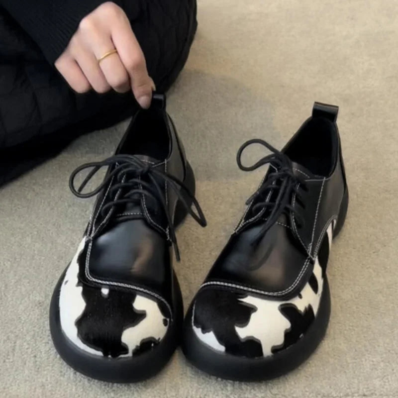 Soft Sole British Style Flats Casual Loafers Comfortable Rubber Bottom Non-slip Shoes
