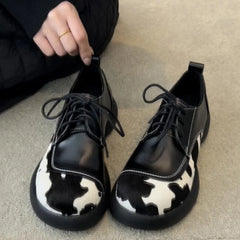 Soft Sole British Style Flats Casual Loafers Comfortable Rubber Bottom Non-slip Shoes