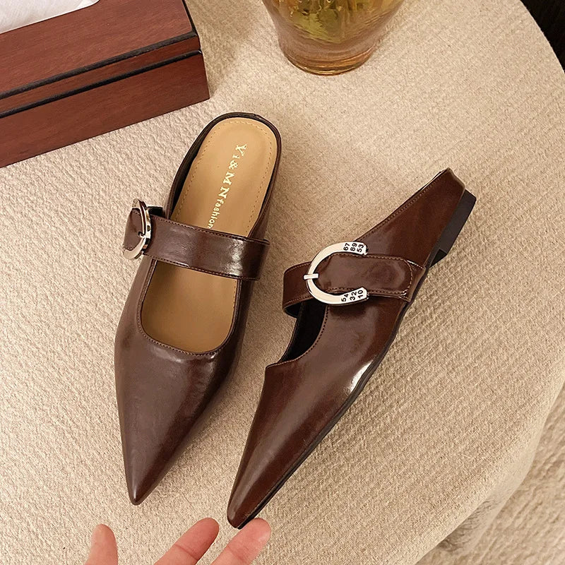 French Style Low Heel Square Mary Jane Shoes Shoes Slippers Retro Small Leather Shoes