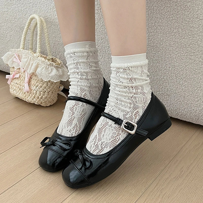 Mary Jane Shoes Square Toe Comfort Soft Sole Flats Comfort Ballerinas Shoes