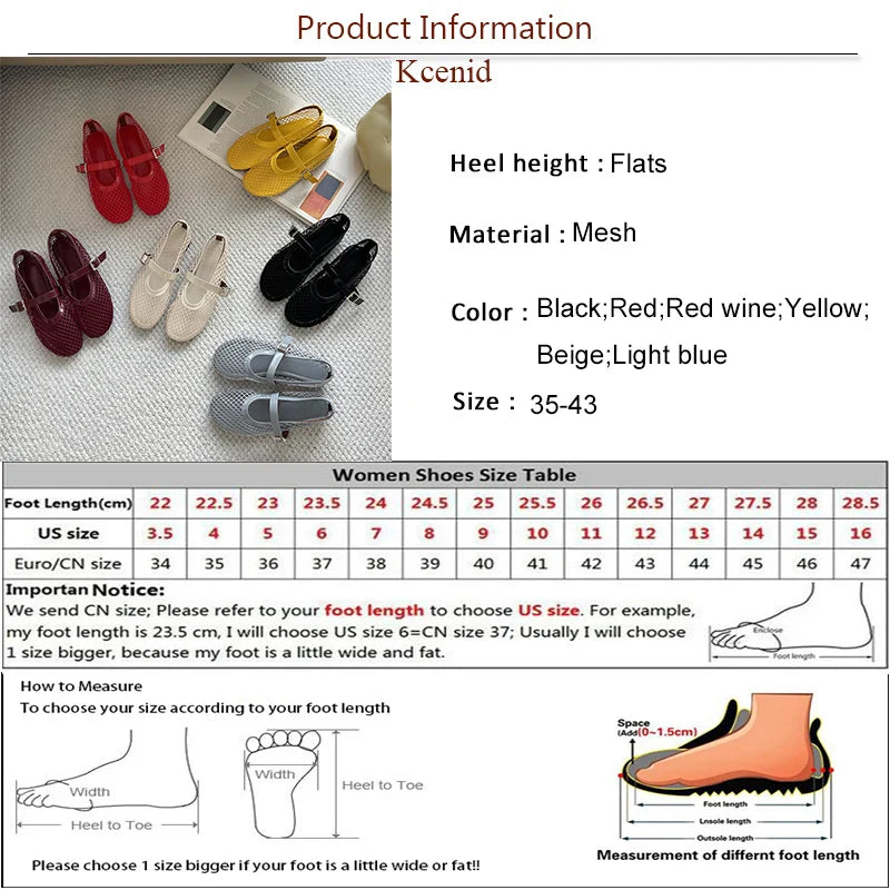 Kcenid Red Black Ballet Flat Shoes