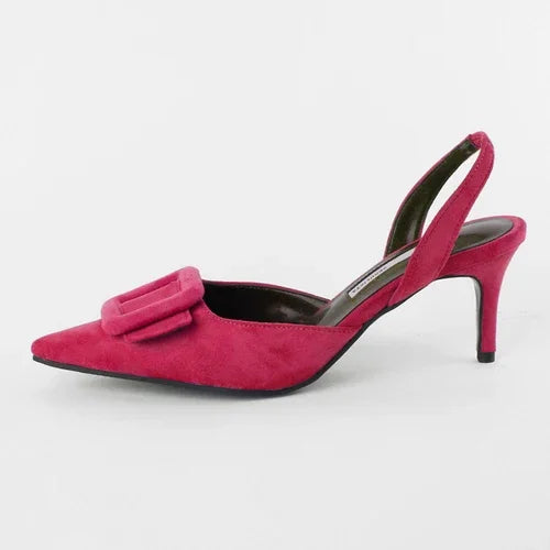 Sandals Pointed Toe High Heels Stiletto Square Buckle Large Size Single Shoes