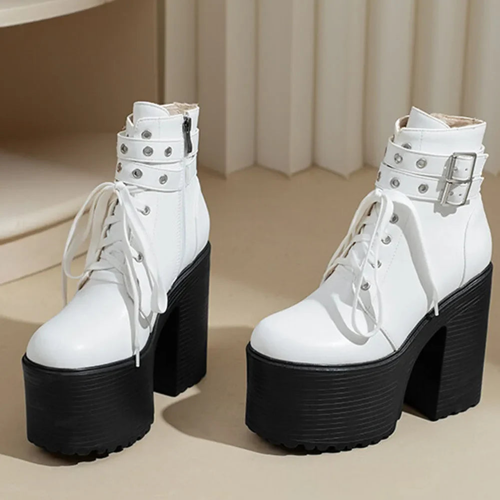 Platform Ankle Boots Brand Design Great Quality Gothic Style Comfy Cool Street Shoes Boots Big Size 43