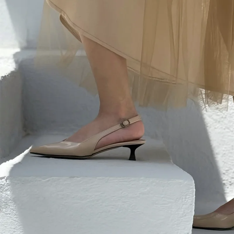 Shoes Slip On Black Pointed Toe Slingbacks Pumps Wedding Shoes Low Heels Dress