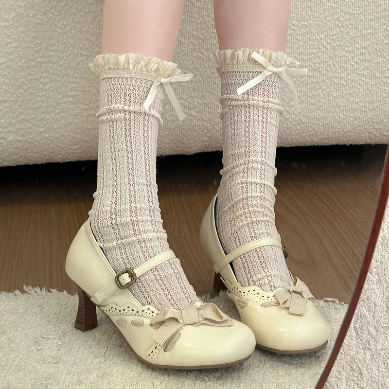 High Heel Shoes 2026 Lolita Style Mary Jane Shoes Elegant Bowknot Party Wedding Ladies