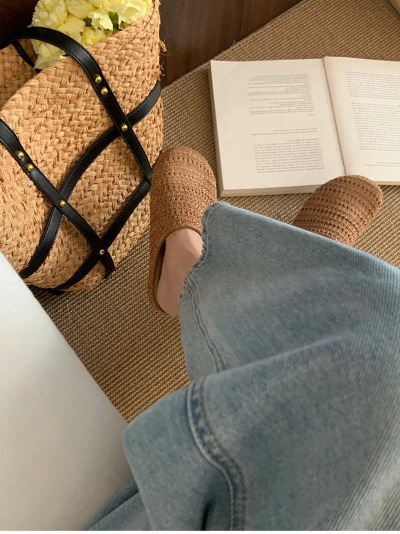 Breathable Hollow Out Mules Slippers Slip On Singbacks Shoes Casual Dress Slides