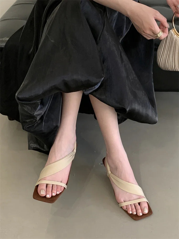 Arrived Open Toe Wedges Heels Square Party Zapatos De Mujer