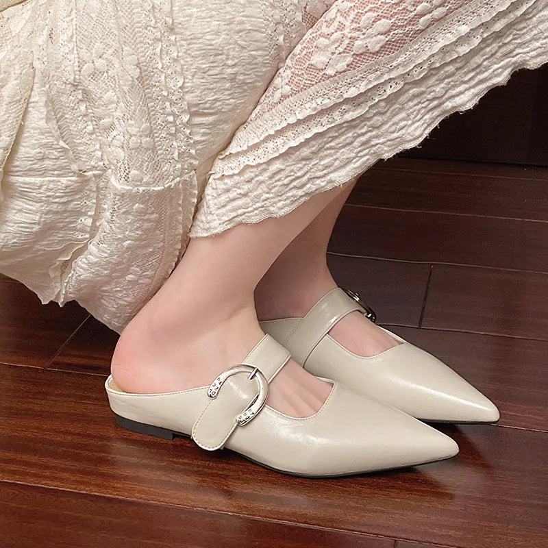 French Style Low Heel Square Mary Jane Shoes Shoes Slippers Retro Small Leather Shoes