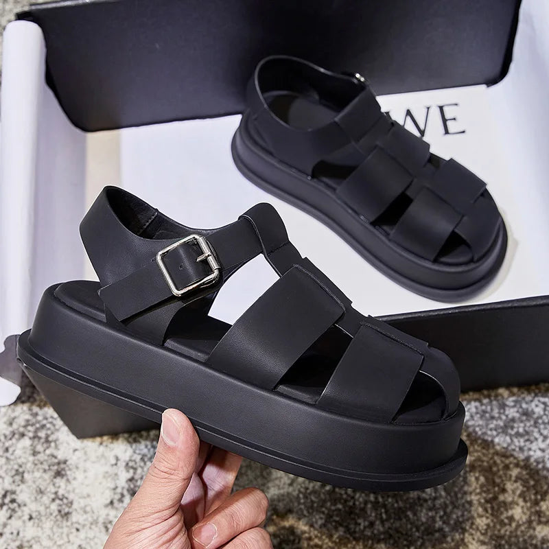Roman Sandals Closed toe Leisure Thick Soled Woven Shoes Sandals