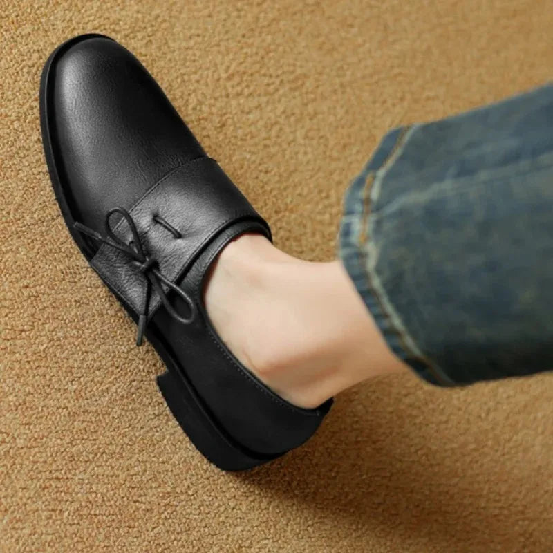 Leather Flat Shoes Outside Versatile Casual Loafers Concise Comfortable Soft Soled Flats