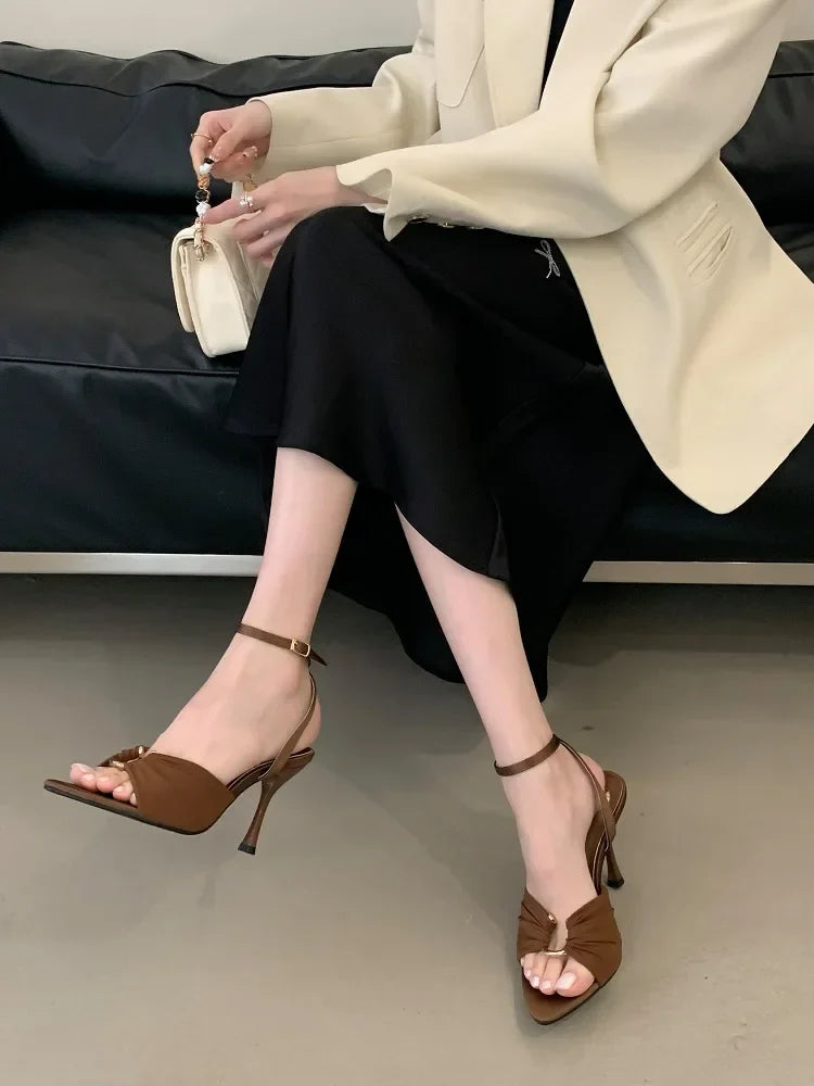 Street Style Elegant Thin High Heels Woman Pumps Pointed Toe Slingbacks Stripper Party