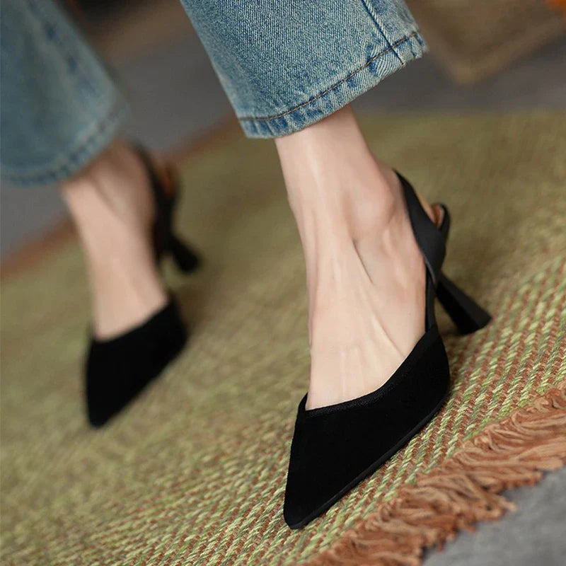 Pointed Toe Sandals Elegant Slippers High Heels Shoes Brand Slingback Shoes Dres Pumps Mujer De Slides