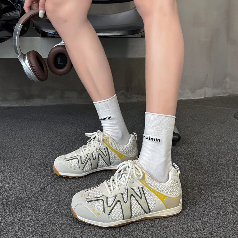 Sneakers Breathable Lace Up Running Shoes Outside Soft Soled Lightweight Comfortable Sneakers