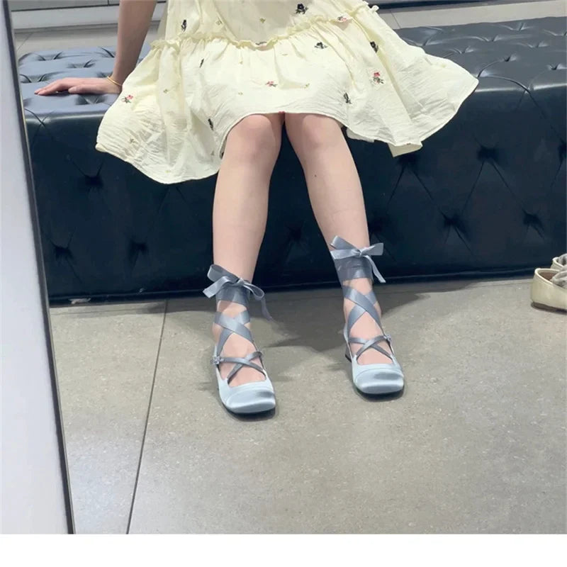 Ballet Elegant Blue Black Pink Heels Round Toe Lolita Mary Janes PumpsFree Shipping Shoes On Offer Sandals 2024