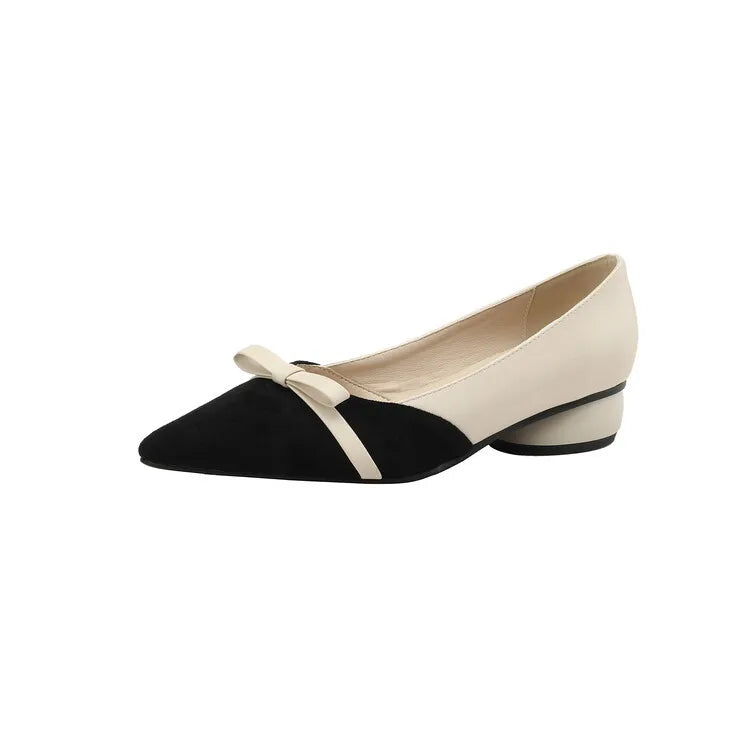 33-47 Bow Flat Shoes Pointed Color Matching Large Size Shoes Flat Shoes