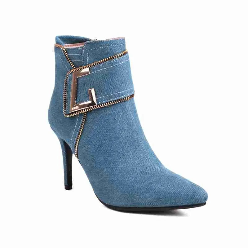 Western Denim Ankle Booties