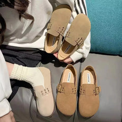 Faux Suede Leather Loafers Rivet Belt Flats Mocasines Garden Shoes Clogs Barefoot Tabis Comfy Slip On Walking Shoes