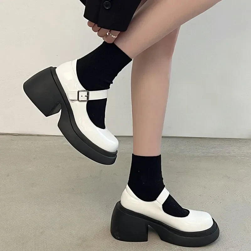Platform Mary Jane Shoes Shoes Thick Heels Trendy Street Lolita Shoes Round Toe Ankle Strap Pumps