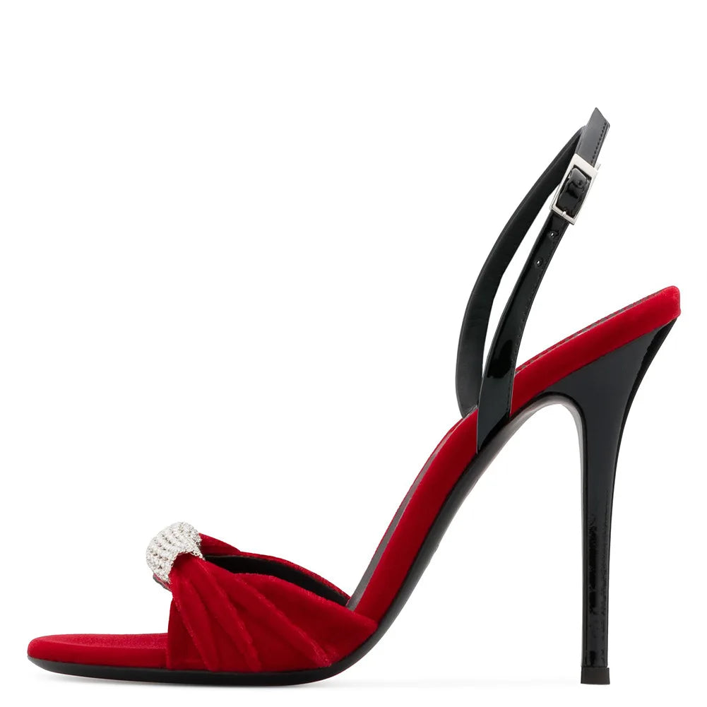 Suede Fine High Heels Open Toe Rhinestone Party Elegant Sandals Wedding Shoe Bride Sandalias Mujer