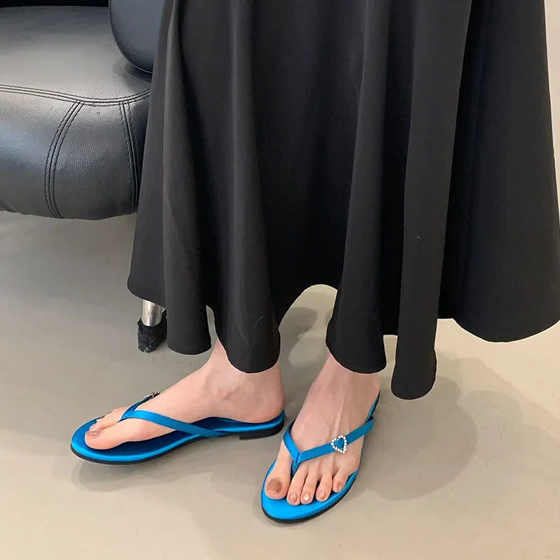 Round Toe Flats Slippers Shoes In Beach Slides Flats Sandals Shoes Flip flops