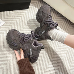 Crystal Chunky Sneakers Comfortable Lace Up Platform Dad Shoes Woman Breathable Mesh Running Sneakers