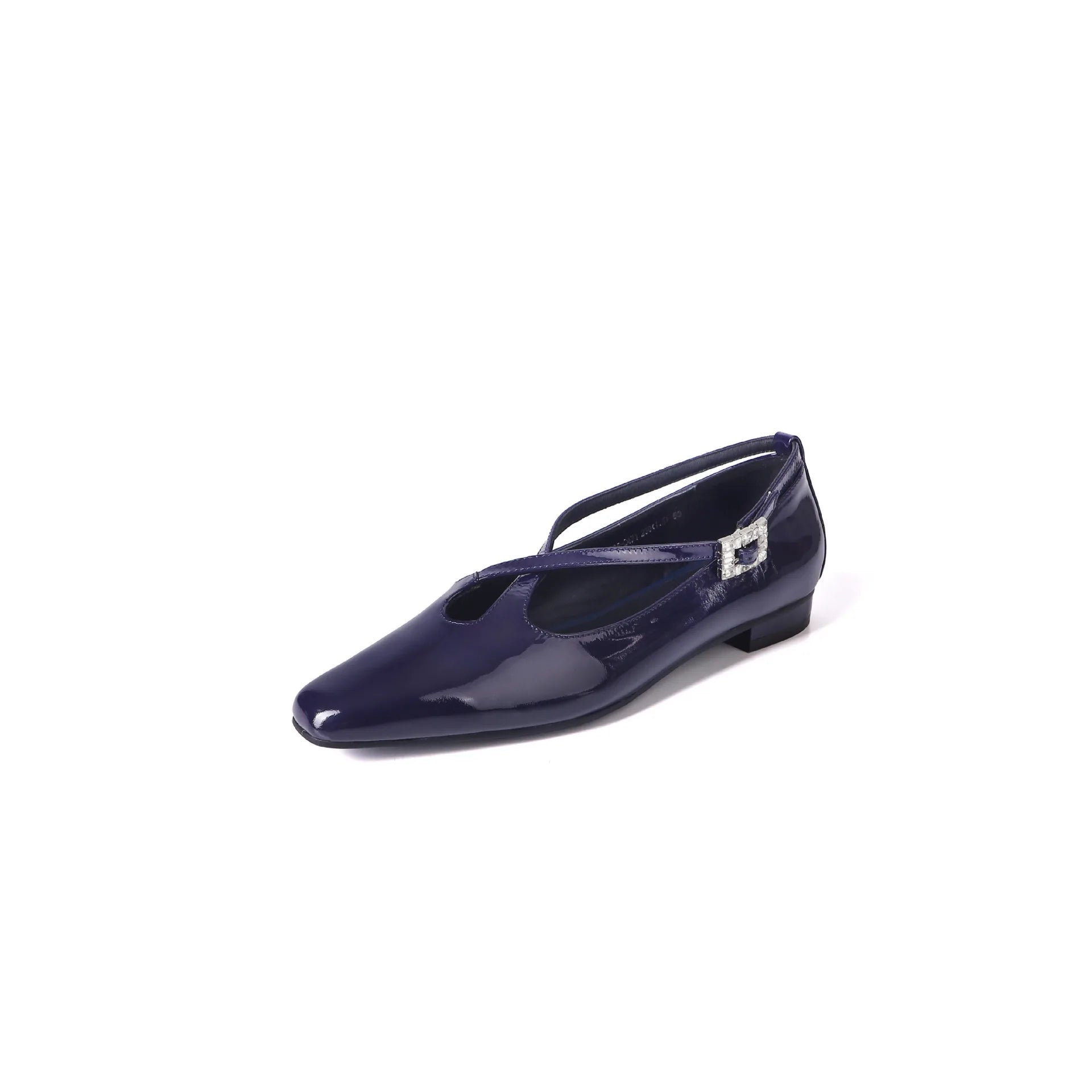 Retro Round Toe Cross Water Diamond With Casual Coarse Heel Mary Jane Shoes French Single Shoes