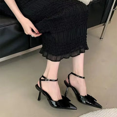 Sweet Velvet Leather Ankle Strap Buckle Sandals Heels Diagonal Heels Sandals Shoes