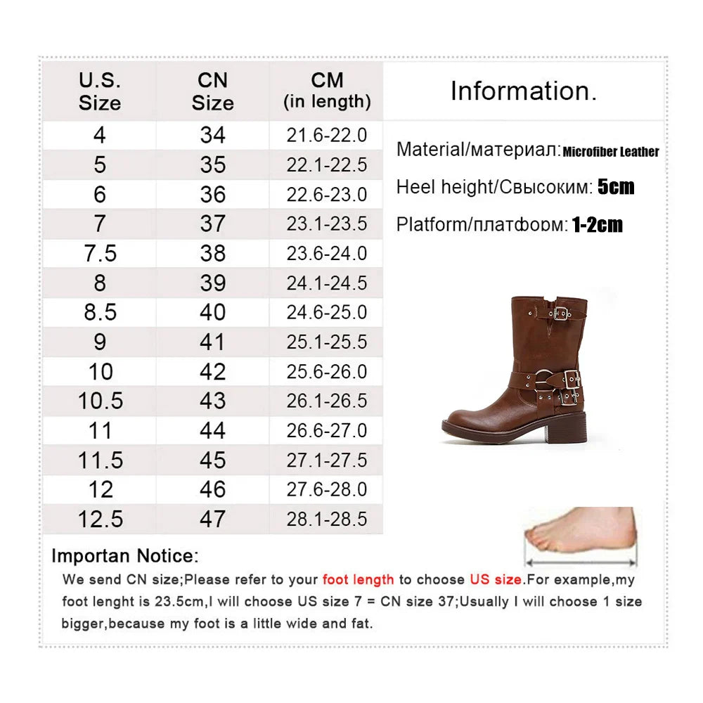 Ankle Boots Thick High Heels Knight Boots Leather Western Boots Shoes Cowboy Boots botas de mujer