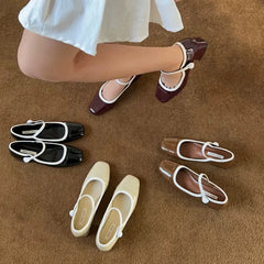 Sweet French Thick Heel Single Shoes Round Head Light Mouth Patent Leather High Heels