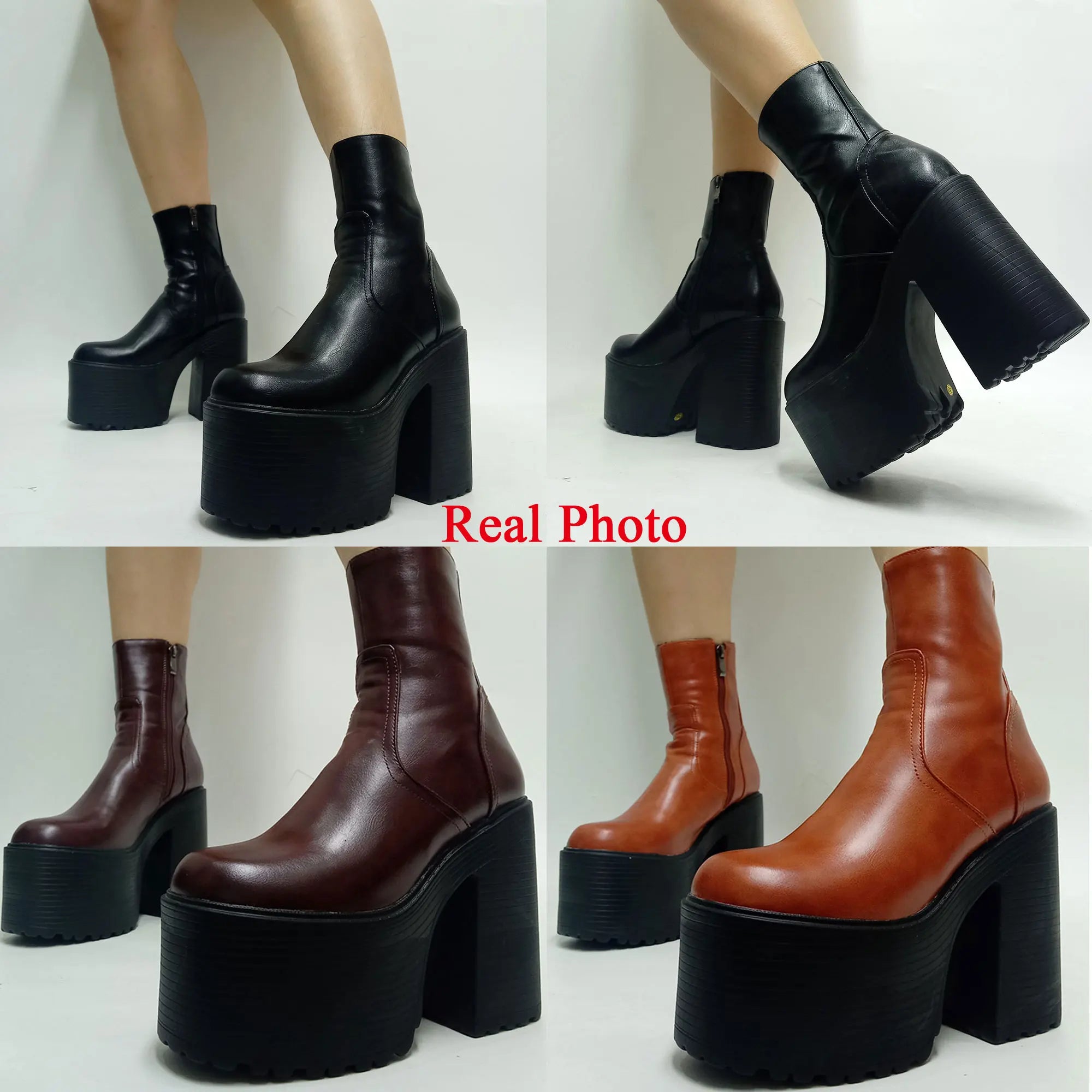 Platform Ankle Boots Brand Design Great Quality Gothic Style Comfy Cool Street Shoes Boots Big Size 43