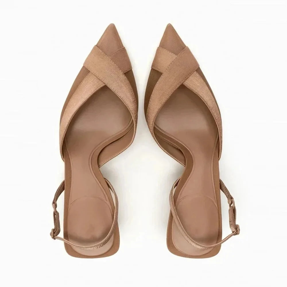 Cross Upper Pumps Slingbacks Point Head Spike Kitten Heels Sandals