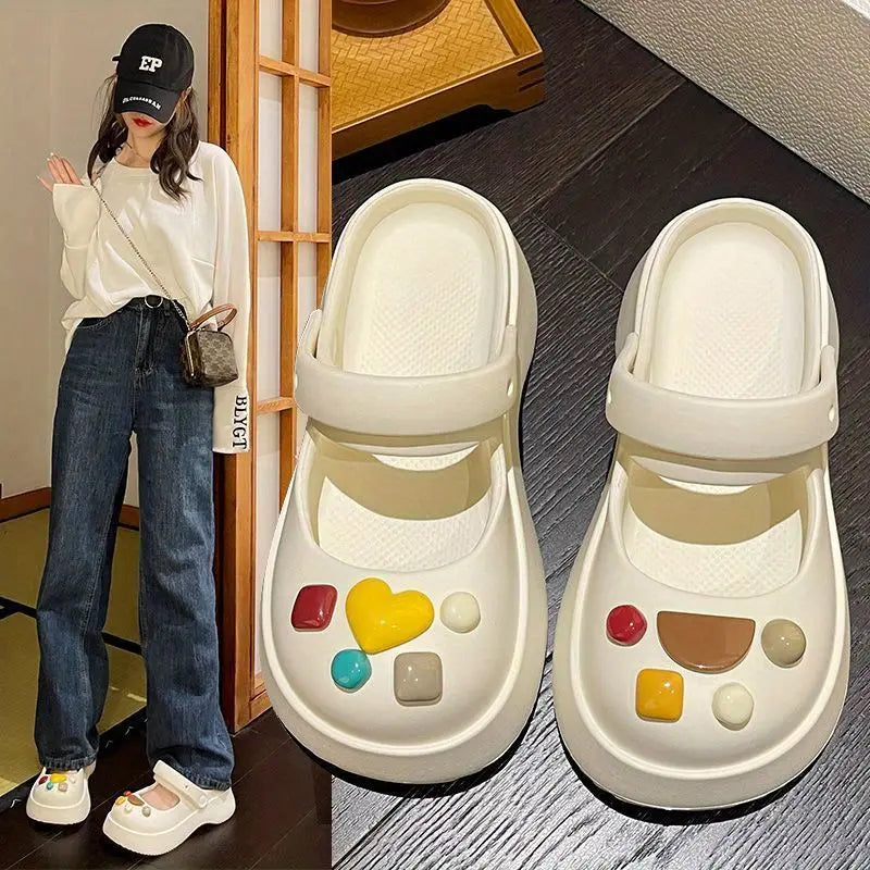 Platform Kawaii Slides Shoes Cute White Slippers and Sandals on Beach Thick Normal Top Designs Vip 39