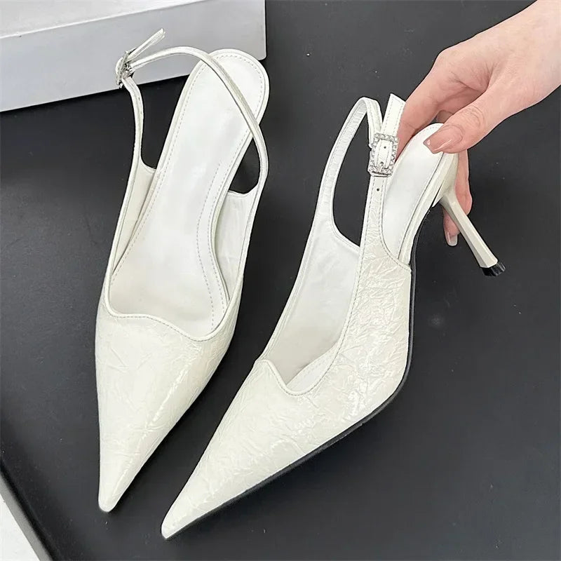 Pointed Toe Thin High Heels Slingbacks Office Shoes Elegant Sandals Footwear Zapatos De Mujer